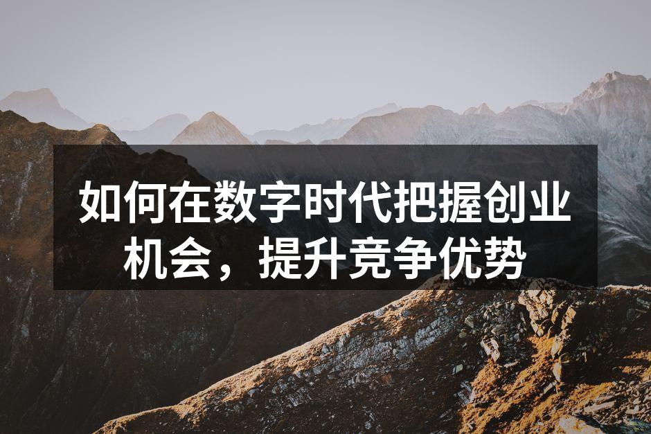 如何在数字时代把握创业机会，提升竞争优势